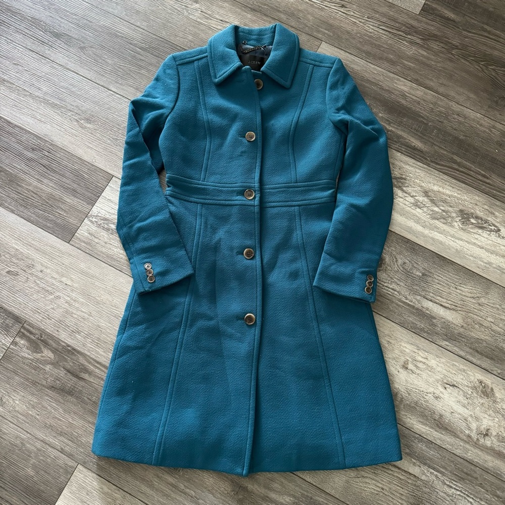 Gorgeous J. Crew Double Cloth Lady Day Coat teal turquoise blue green